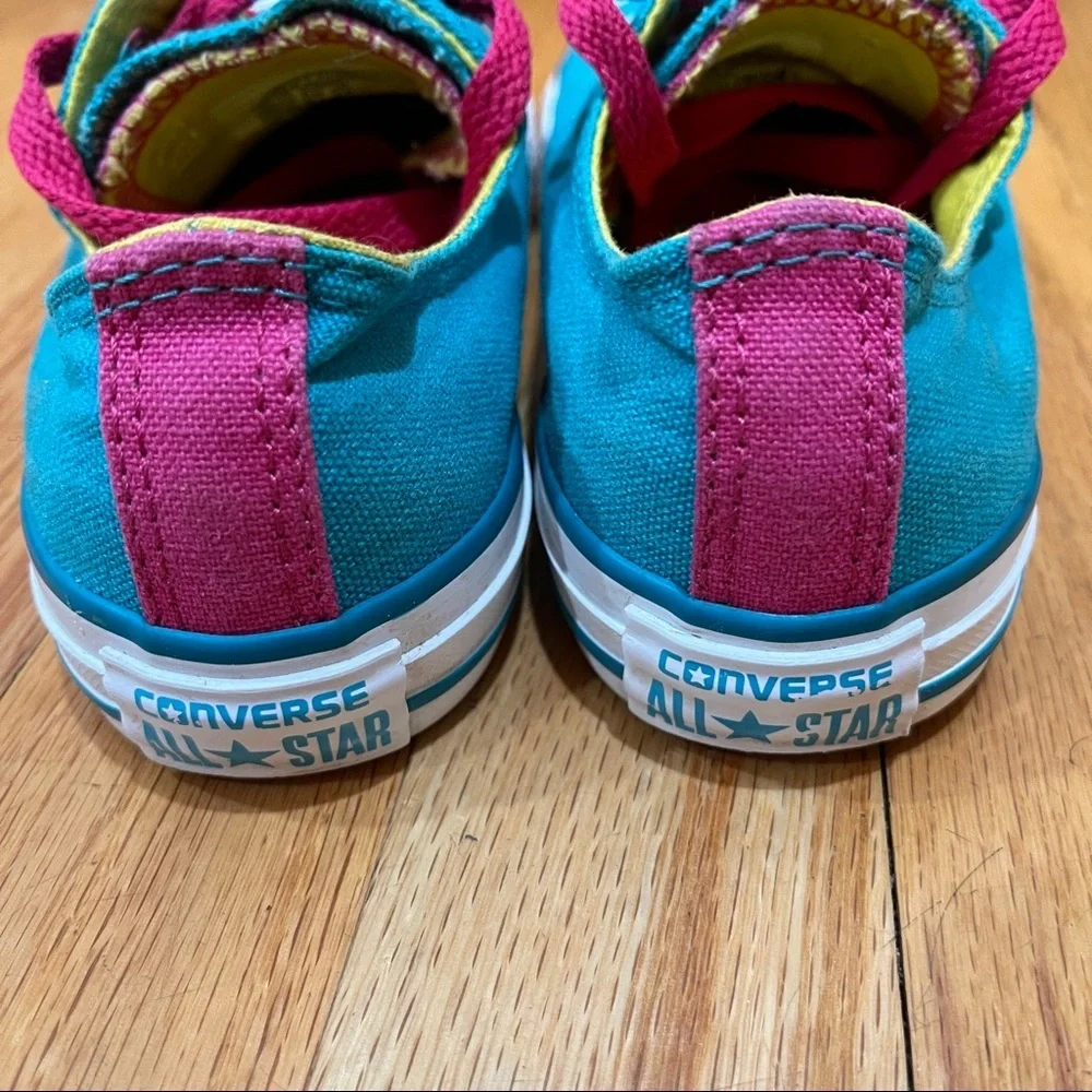 Converse All Stars Low Tops Girl sz 2 Y Blue Canvas Sneakers Shoes CUSTOM COLORS
